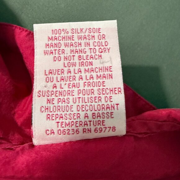 Vintage Lady Footlocker Top Women's Medium Silk Button Up Blouse Long Sleeve 80s - Picture 9 of 12